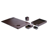 Dark Brown Bonded Leather Desk Set, 6pc